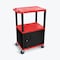 Luxor 42"H 3-Shelf Utility Cart - Cabinet Red / Black Legs WT42RC2E-B - alternate 1